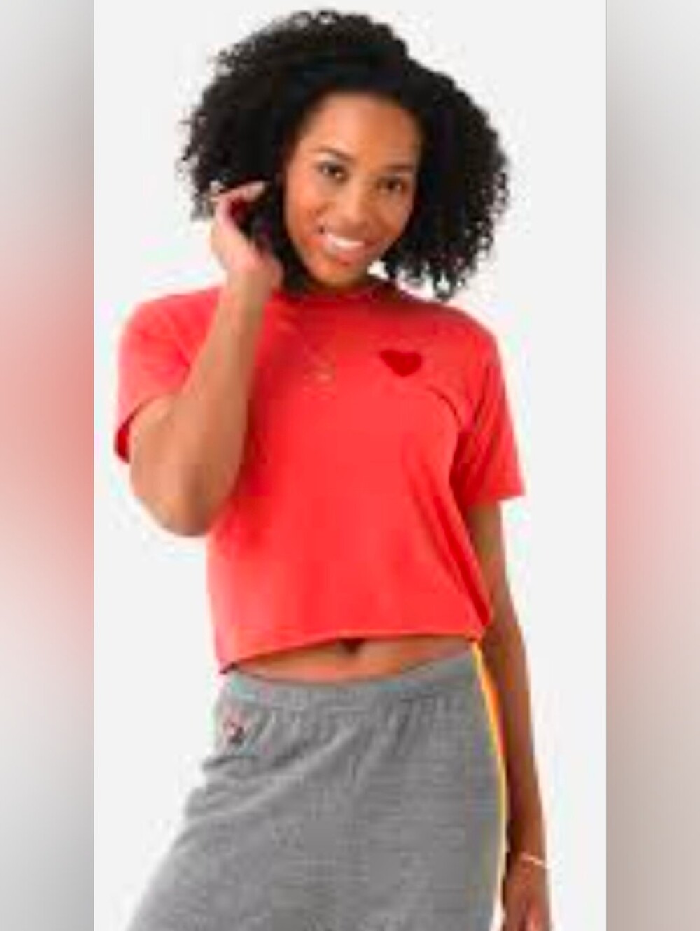 Aviator Nation Heart Embroidery Boyfriend Tee Coral Red Size L $83